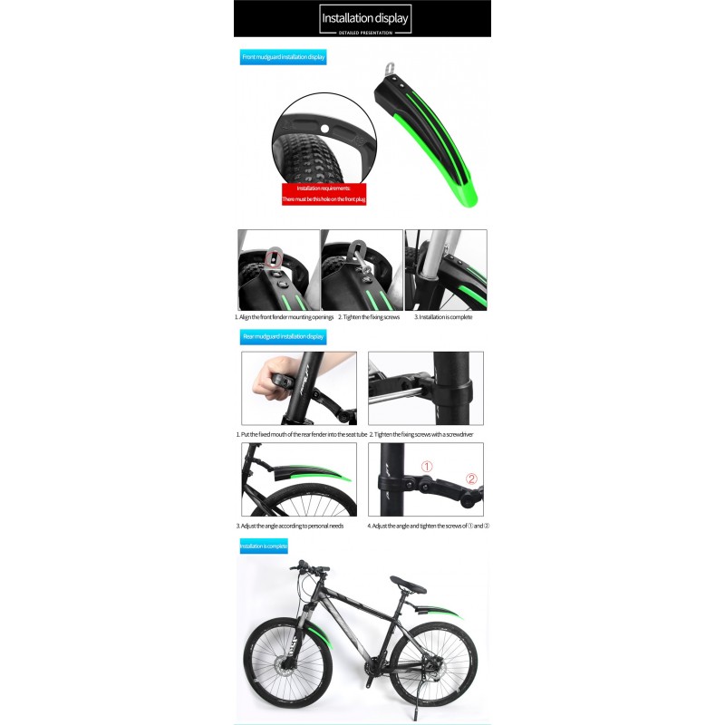 Guardabarros para bicicleta de montaña color negro