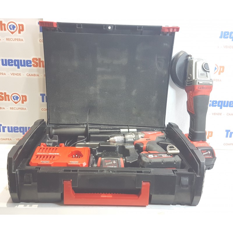 KIT DESTORNILLADOR MilwaukeeM18 FPD-502X 18V + AMOLADORA Milwaukee M18CAG-125XPD
